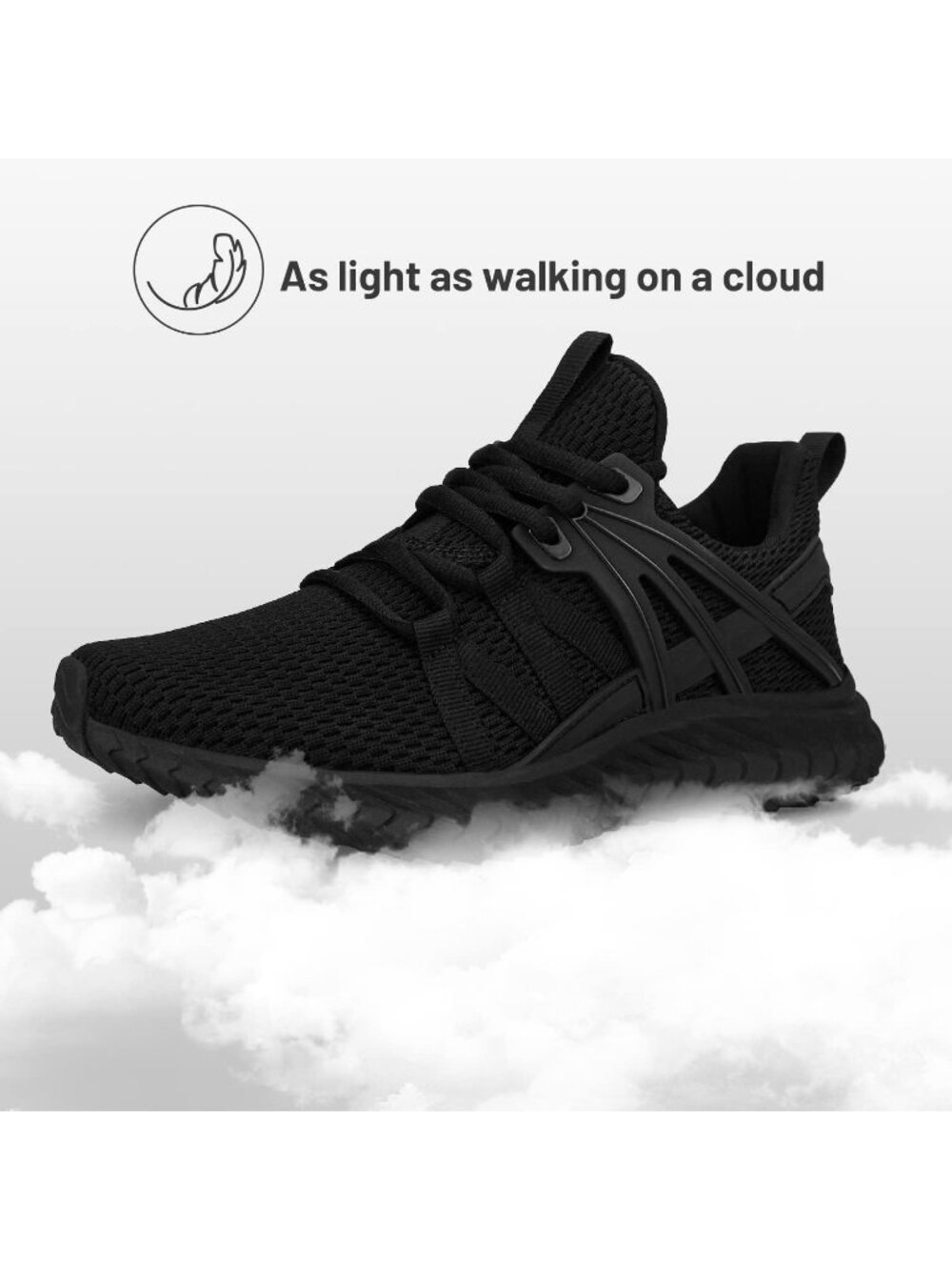 Women's Black Lightweight Mesh Slip On Walking Running Athletic Fashion Sneakers - Picture 4 of 5